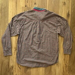 Y2K 90's Vintage Duck Head Denim Collar Madras Plaid Button Up Shirt Men's Large